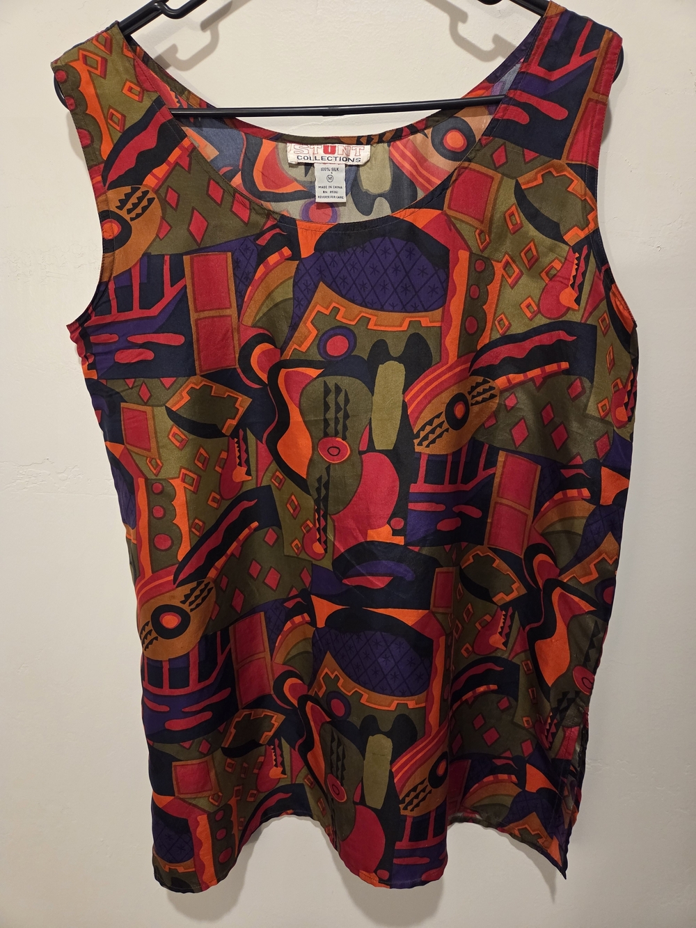 Vintage Abstract 2-Piece 100% Silk Set Size M Stunt Collections - Picture 3 of 14